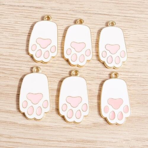 10pcs 16*28mm Zinc Alloy Enamel Charms for Jewelry Making Cute Paw Footprint Charms Pendants Fit DIY Fashion Necklaces Earrings
