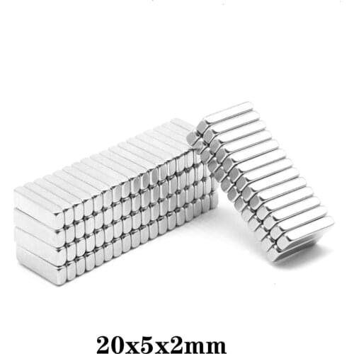 20~500PCS 20x5x2 mm Block Super Strong Magnetic Magnets 20mm*5mm*2mm Permanent Neodymium Rectangular Magnet 20*5*2 mm 20x5x2mm