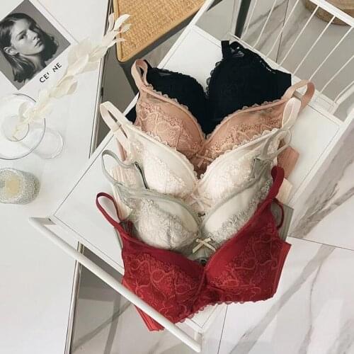 2020 High-end Sexy Women Underwear Pure Color Intimates Comfortable Wire Free Push Up Bra Set Lace Cotton Thicken Lingerie