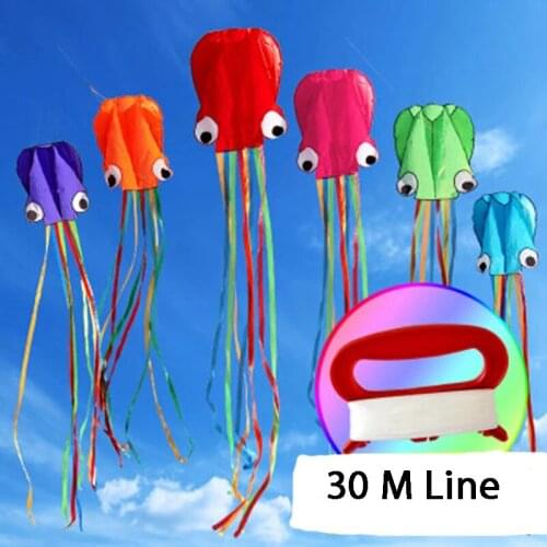 4M Color Octopus Kite Soft Inflatable Animal Kite Long Tail Adult And Child Outdoor Sports Entertainment Flying Toys