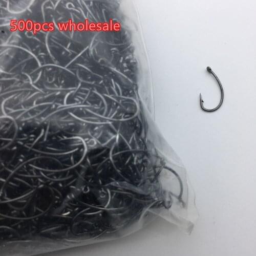 500pcs wholesale carp fishing hooks High Carbon Steel Barbed Fresh Water Fishing Hooks 6# 8# 10# 12# barb fishhooks hole