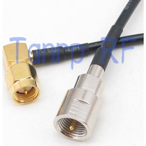 6in 6'' FME male plug to SMA male plug right angle RF connector adapter 15CM Pigtail coaxial jumper cable RG174 extension cord