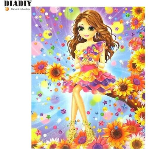 Full Square&round drill 5D DIY Diamond embroidery Cartoon girl Diamond Painting Cross Stitch Rhinestone Mosaic decoration