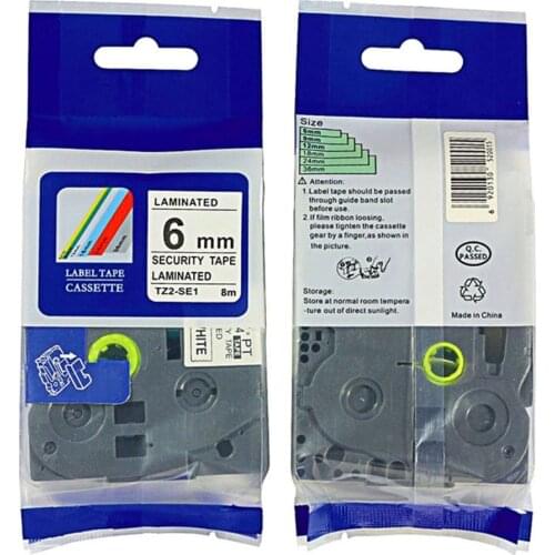 Free shipping Strong adhesive Black on White Label Tape tze-se1 TZ-SE1 Tz se1 Tze-se1 Compatible for p-touch label printer