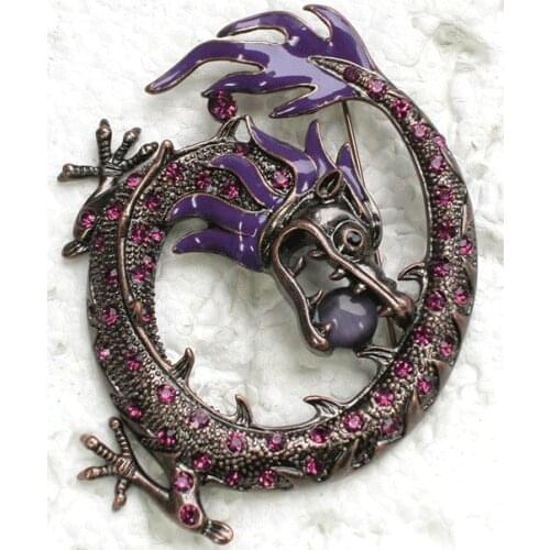 12pcs/lot Wholesale Rhinestone Enamel Dragon Pin brooches C101881