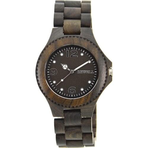 Dropshipping BEWELL 038A Sandal Wooden Watches Handmade Date Display Analog Quartz Vintage Round Wood Watch