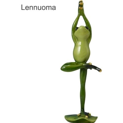 Lennuoma Resin Yoga Frog Figurines Garden Crafts Decoration Desktop Animal Ornaments Room Interior Home Decor Accessories