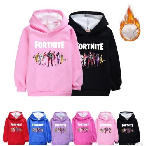 Fortnites Children Clothes Boy Jackets Pure color Hooded Wool pullover sweater Fashion Print Coat Infant Hoodies