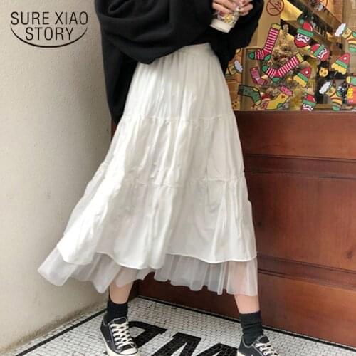 Long Skirts for Women 2021 Spring Skirts Harajuku Korean Style White Black Maxi Skirt for Girl High Waist Skirt Fashion Clothes