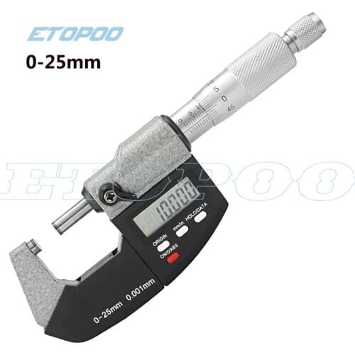 0-25mm Electronic Micrometer Head Inch/Metric Conversion 0.00005" Resolution Digital Micrometer Thickness Caliper Gauge