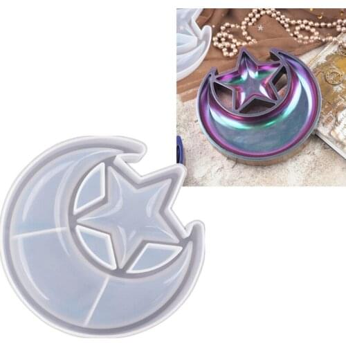 Moon Star Tray Resin Mold Crescent Moon Box Epoxy Silicone Casting Mold Jewelry Storage Plate Container Mold Craft Tools
