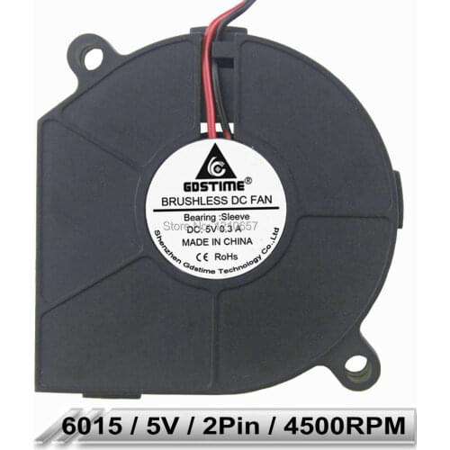 Gdstime 60mm x 15mm 6015 DC 5V 2Pin Small Brushless Turbo Cooling Blower Fan