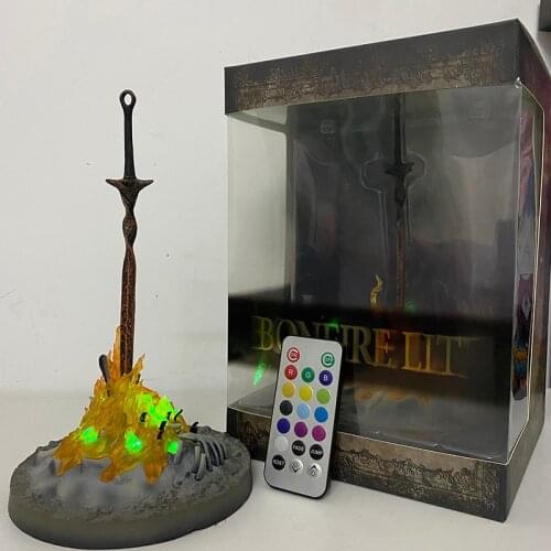 Gecco Dark Souls Figure Black Faraam Knight Bonfire Sword The Abysswalker Action Figures Crystal Lizard LIT Light-up Collection