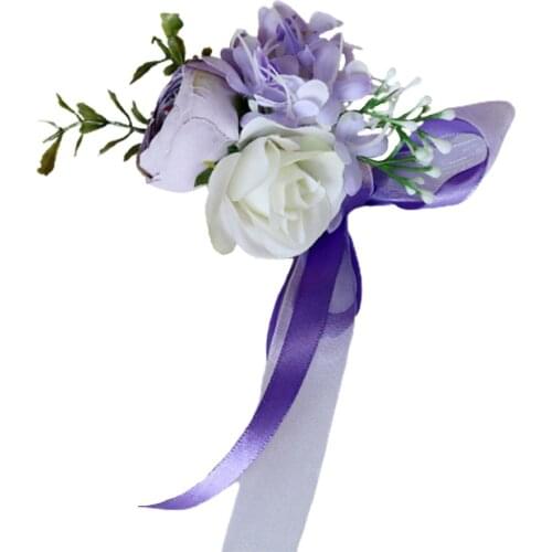 Artificial Flower Flowers Bridesmaid Wrist Corsage Bracelet Marriage Wedding Festive Decoration With Stems Girlfriend Silk Cloth