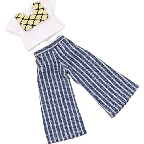 DBS Blyth icy 1/6 30cm doll short sleeve and stripe cropped trousers girl boy gift toy
