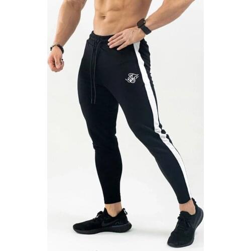 Mens Joggers Sweatpants Sik Silk Elastic Pants Men Sportswear Fitness Tight Track Trousers Bodybuilding Cotton Man Pants