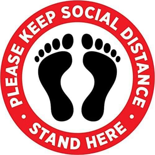 Social Distancing Floor Decal Sticker - Stop 6 Feet Apart Stand Please Wait Here Sign Safety Distance for Grocery Stores