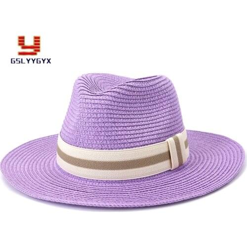 New High Quality Outdoor Travel Beach Sun Visor Straw Summer Hat Jazz Oversized Beach Panama Church Party Outdoor Solid Caps