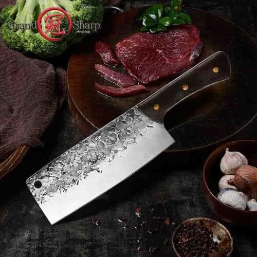 7.5 Inch Cleaver Knife Handmade Forged High Carbon Steel Kitchen Knives Filleting Slicing Butcher Cooking Tools Gift GRANDSHARP