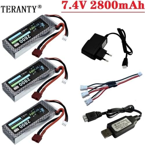 Upgraded 2s 7.4 V 2800mAh Wltoys 144001 car Lipo battery for Wltoys 1/14 144001 RC car boat Lipo battery with USB charger