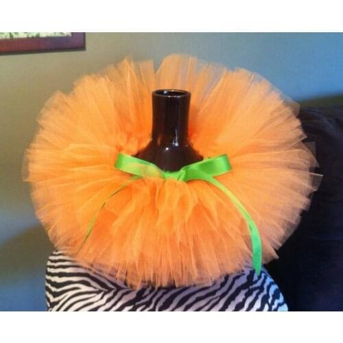 Baby Girls Orange Tutu Skirt Infant Toddler Fluffy Ballet Dance Tutus Pettiskirts with Ribbon Bow Kids Halloween Party Skirts