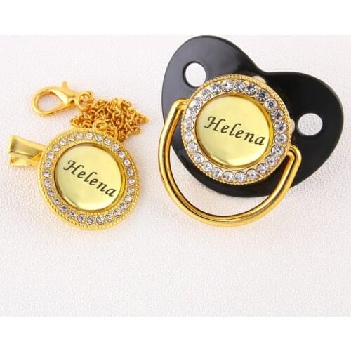 0-18 Months Personalized Any Name Bling Bling Baby Pacifier And Pacifier Clip Infant Feeding BPA Free Dummy Nipples Chupeta Bebê