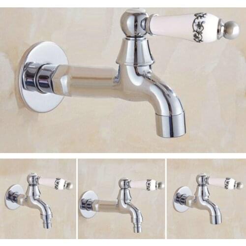 Polished Chrome Wall Mounted Garden Washing Machine Water Tap Faucet Brass Mop Pool Sink Faucet Water Tap KD086