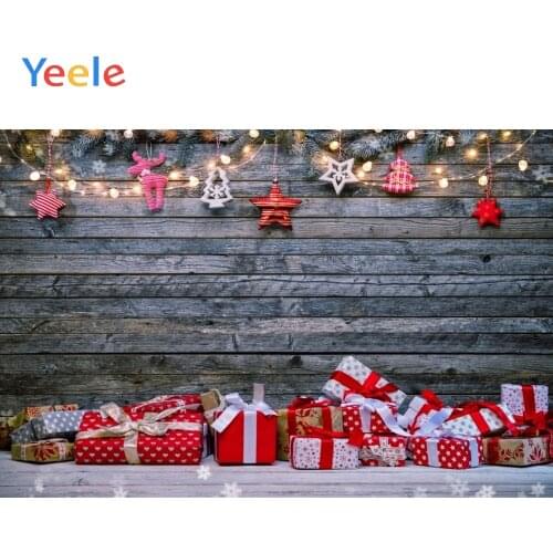 Yeele Christmas Backdrop Wood Board Gifts Light Baby Birthday Party Customized Vinyl Photography Background For Photo Studio