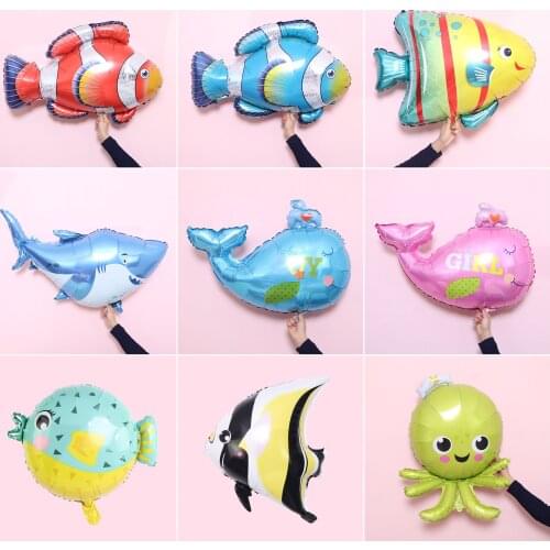 Fish Foil Balloons Ocean Animal Balloons Shark octopus Clown Fish crab Sea starfish Animal Theme Party Birthday Decor Suppliers