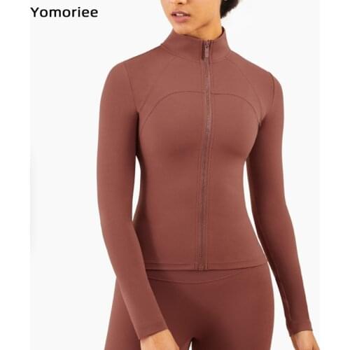 Yoga Top Sports Jacket Zipper Fitness Training Gym Women Long Sleeves Running Solid Color Workout Stretchy Shirts Yomoriee
