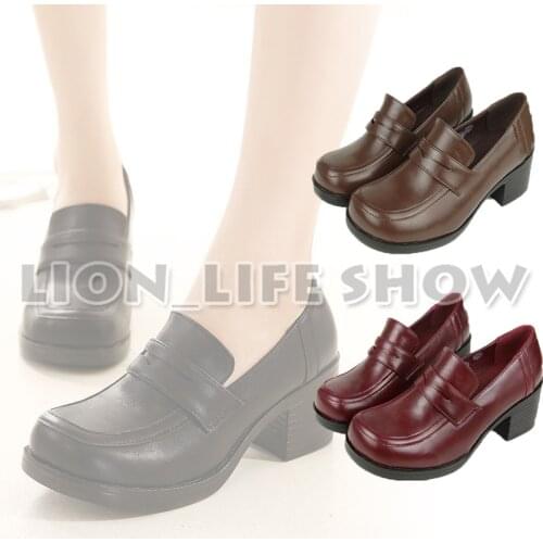 3 colors Women Japanese School Uniform Student Leather Black High Heel JK Shoes Cosplay