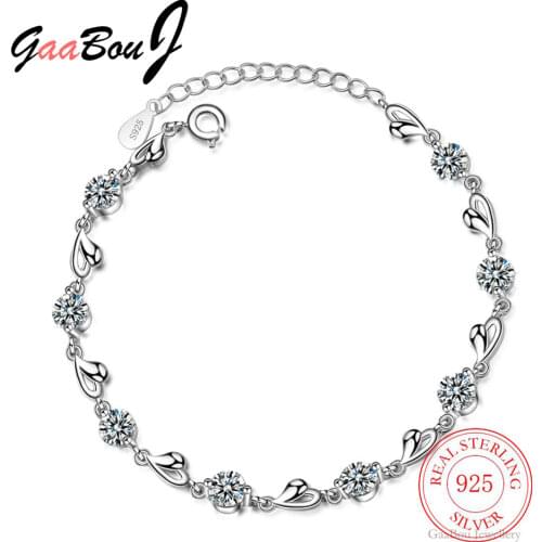 Delicate 925 Sterling Silver Zircon Love Heart Shaped Bracelets For Women Valentines Gift Wedding Jewelry