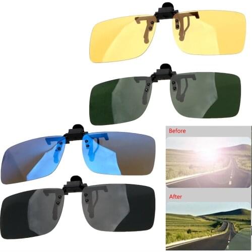 1PC Car Driver Goggles Anti-UVA UVB Polarized Sun Glasses Driving Night Vision Lens Clip On Sunglasses Interior Accessories
