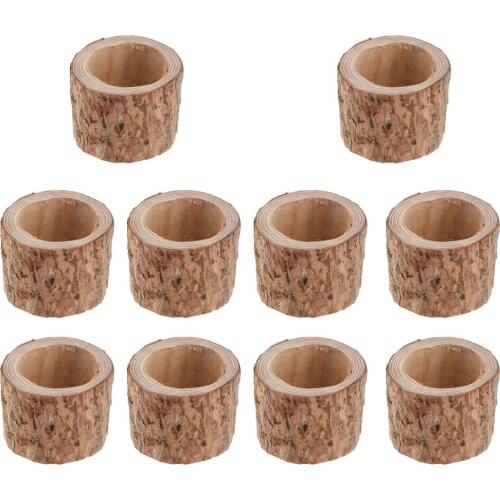10PCS Nature Tree Branch Mini Flowerpot Planter Storage Wooden Tea Light Candle Holders for Home Garden Office Decoration