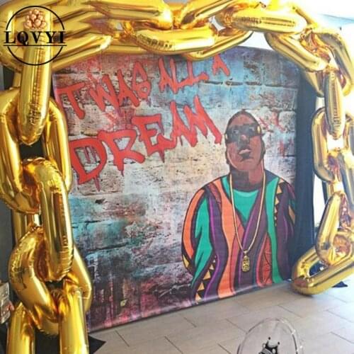 10pcs 80s 90s Party Decorations Giant Balloon Chain Balloons Gold Birthday Hip Hop Theme Wedding Arch Supplies Retro Dance Link