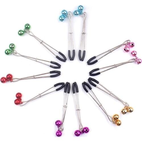 2PCS Metal Bell Nipple Clamps Female Masturbation Flirting Clips Bondage Kit Adult Sex Toys for Women Bdsm Exotic Accessories