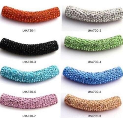 20 pcs/lot 10*45cm mixed white multicolor disco pave diy y3755 bracelet necklace tube beads long bending crystal
