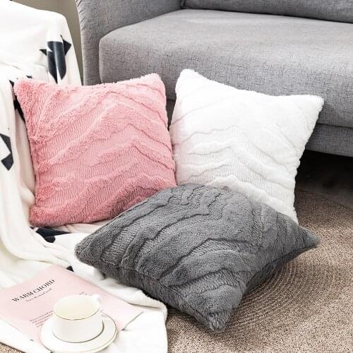 45*45cm Solid Stripe Pillow Cover Velvet Cushion Covers for Sofa Home Decoration Luxury Bedding Throw Pillow Case Red Blue White