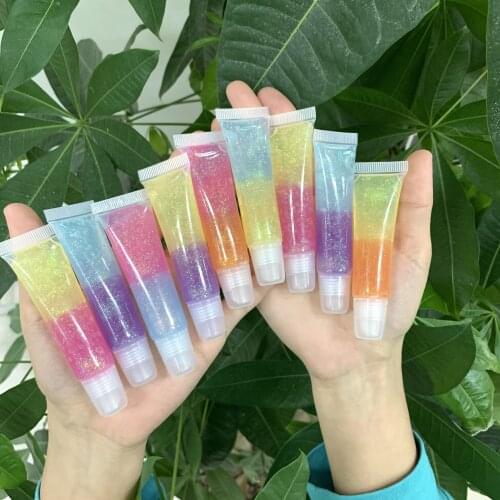 50/100pcs 10ML New Fall Colors Lip Gloss High Quality Private Label LOGO Printing Lip Gloss Two-tone Squeeze Tube Lipgloss