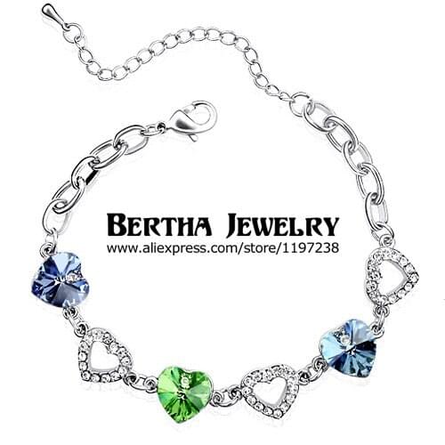 Brand Love Strand Bracelet Heart Pulseras Jewellery Women Best Friends Crystals from Swarovski Bijoux Charm Jewrly