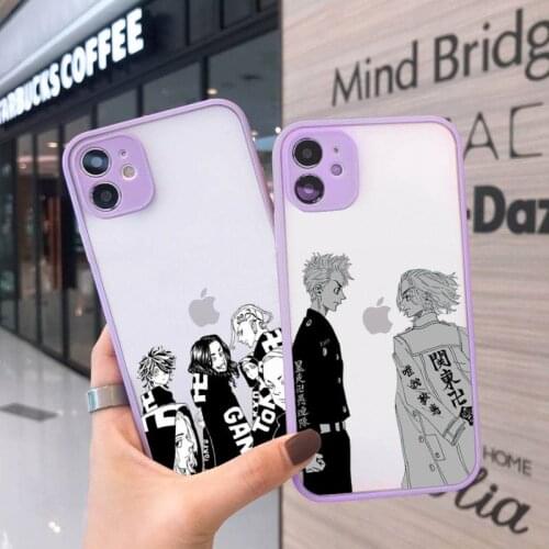 Tokyo Revengers Phone Case For iPhone 12 11 Mini Pro XR XS Max 7 8 Plus X Matte transparent Purple Cover