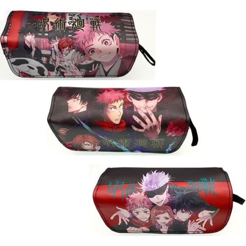 Jujutsu Kaisen Anime Pencil Case Gojo Satoru Itadori Yuji Stationery Pencil Case Attack on Titan Double Zipper Pencil Case