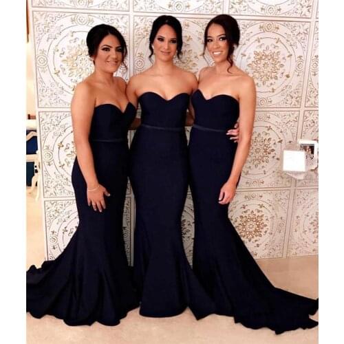 Black Bridesmaid Dresses 2021 Simple Designed Mermaid Sweetheart Maid Of Honor Gowns Plus Size Wedding Guest Wears