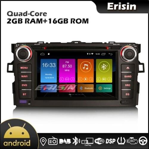 Erisin EU Stock 3017 7" DSP Android 10.0 Autoradio DAB GPS OBD CarPlay Wifi DSP Car dvd player for TOYOTA AURIS COROLLA ALTI