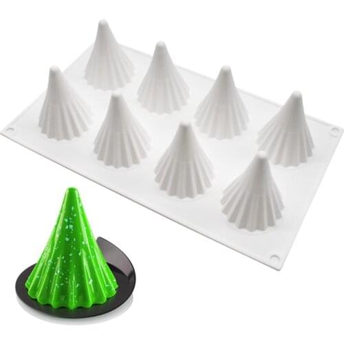 8-hole Silicone Mold 3D Christmas Tree Skirt Mousse Mold West Point Truffle French Desser For Kitchen Baking Decoration Tools