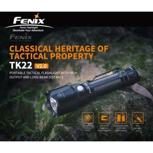 Classical Heritage Fenix TK22 V2.0 1600 Lumens Portable Tactical Flashlight with 405 Meters Beam Distance
