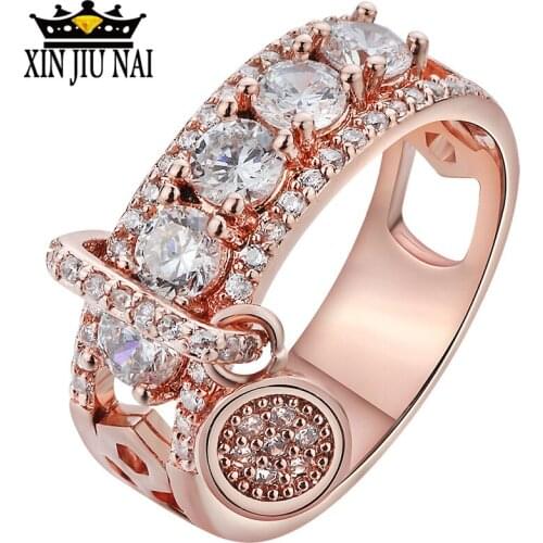 925 Silver Internet Celebrity Ring Rotatable Female Crystal From Austrian Simple Temperament Couple Rhinestone InlayZC Jewelry