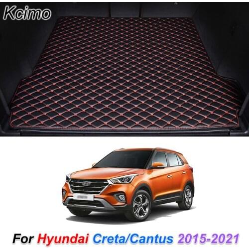 Custom Leather Car Trunk Mats for Hyundai Creta Cantus 2015-2021 Rear Trunk Floor Mat Tray Carpet Cargo Liner Car Accessories