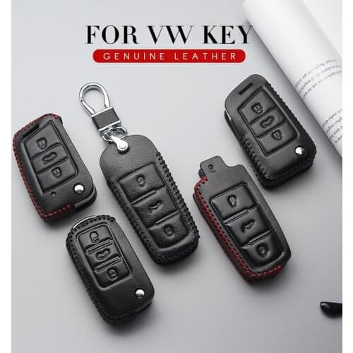 Leather Car Key Case Cover For VW Polo Golf Passt Scirocco Sharan UP Bora Caddy Jetta Tiguan Key Ring Shell Styling Accessories