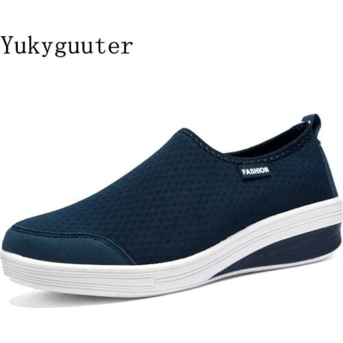 Sneakers Women Shoes Height Increasing Lightweight Athletic Running Outdoor Sport Breathable Mesh Slip On Plus Size 35-41